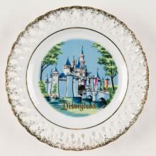 Disneyland Sleeping Beauty Castle Small Souvenir Lace Plate (c.1970s)  - ID: nov23352 Disneyana