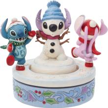Stitch and Angel “Snowy Shenanigans” Rotating Figurine (2023) - ID: 028399361618 Disneyana