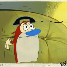 Ren and Stimpy Stupid Sidekick Union & Terminal Stimpy Production Cel and Background (1995) - ID: jun22493 Nickelodeon