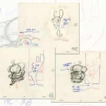 Collection of 3 Ren and Stimpy Stimpy's Pet Layout Drawings (1995) - ID: jun22526 Nickelodeon