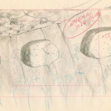 The Flintstones "The Girls' Night Out" Jazz Club Interior Background Layout Drawing (1961) - ID: may23585 Hanna Barbera