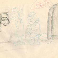 The Flintstones "The Girls' Night Out" Fred Flintstone Background Layout Drawing (1961) - ID: may23588 Hanna Barbera