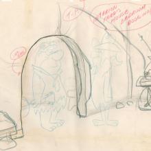The Flintstones "The Girls' Night Out" Fred Flintstone's House Background Layout Drawing (1961) - ID: may23589 Hanna Barbera