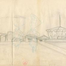 The Flintstones "The Girls' Night Out" Carnival Background Layout Drawing (1961) - ID: may23593 Hanna Barbera
