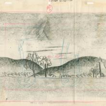 The Flintstones “The Girls' Night Out” Background Layout Drawing (1961) - ID: may23671 Hanna Barbera