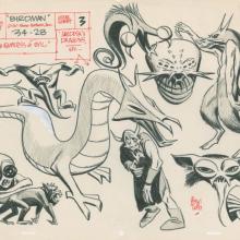 Hanna Barbera Birdman Empress of Evil Medusa's Dragons Original Model Drawing by Alex Toth (1967) - ID: oct23040 Hanna Barbera