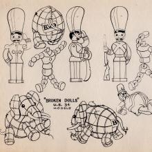 "Broken Toys" Toy Soldier, Doll, and Elephant Model Sheet (1935) - ID: mar26130 Walt Disney