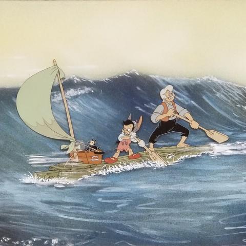 Pinocchio & Geppetto Escaping Monstro Production Cel - ID: janpinocchio19851 Walt Disney