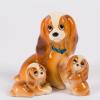 Lady and the Tramp with Puppies Ceramic Figurines by Seven China (c.1950s) - ID: julydisneyana21147 Disneyana