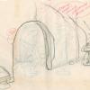 The Flintstones "The Girls' Night Out" Fred Flintstone's House Background Layout Drawing (1961) - ID: may23589 Hanna Barbera