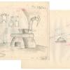 Pair of The Flintstones "The Girls' Night Out" Background Layout Drawings (1961) - ID: may23594 Hanna Barbera